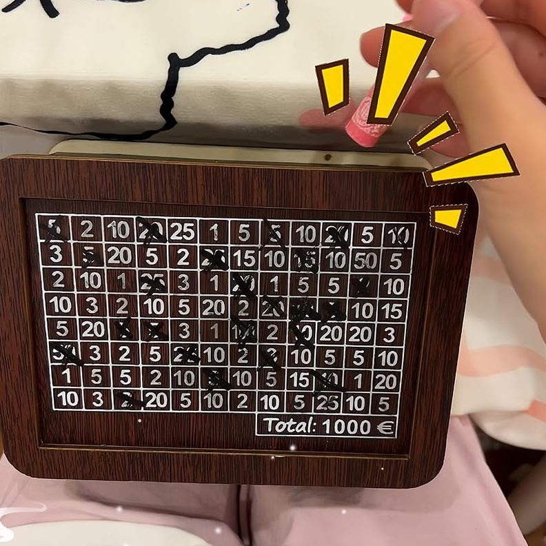 号钱储蓄罐木质每万记数字天存储画元划一笔零新存钱罐计数一型盒