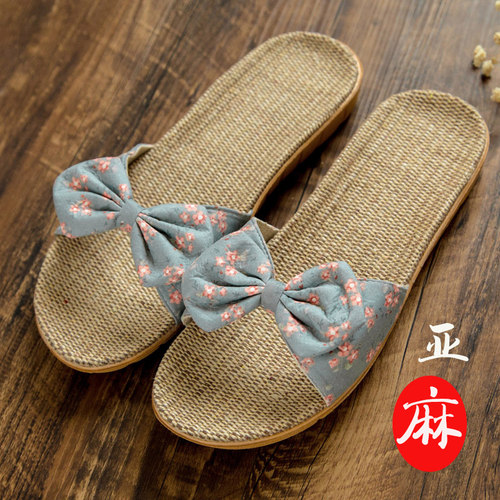 夏季软底静音居家拖鞋女可外穿夏天室内家居高端天然亚麻编织拖鞋