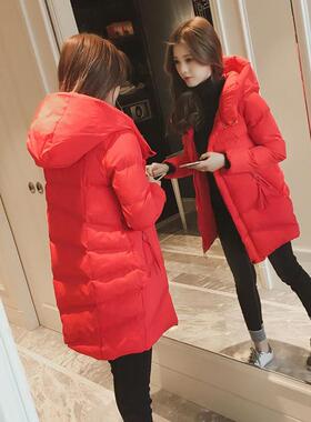 轻2NTN年薄羽绒棉服022冬装新款韩系小个子150中长款厚加黑色外套