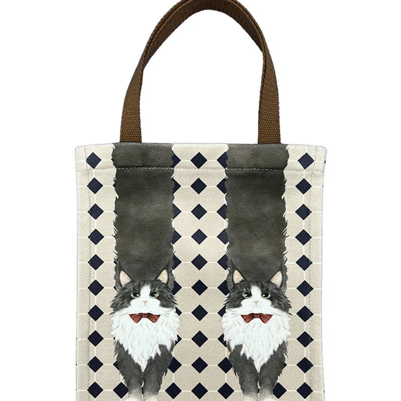 插画师缅因猫布艺卡通动物随身帆布小挎包帆布包手提包印花包布包,箱包皮具/热销女包/男包,通用款女包,淘宝优惠券,粉丝福利购,淘宝优惠卷