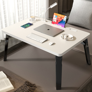 可折叠床上小桌子学习桌带台灯电脑桌学生宿舍上铺书桌儿童写字作