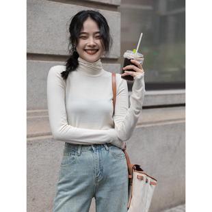 觅长定黑衣色半高领S6017打底衫新女秋冬内搭袖针织衫毛修身上衣2