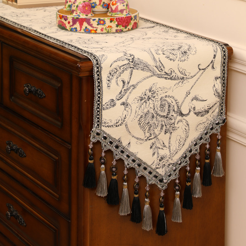 美式轻奢桌旗高档复古餐桌布艺长条装饰斗柜电视柜布盖巾鞋柜欧式,居家布艺,桌旗,淘宝优惠券,粉丝福利购,淘宝优惠卷