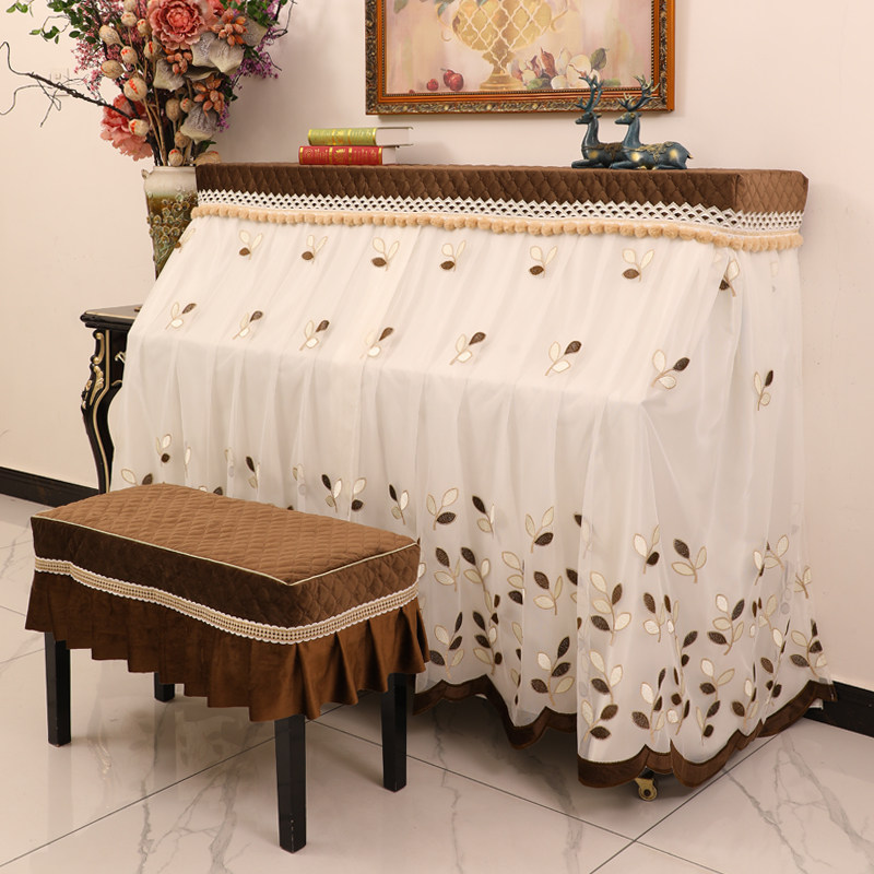 钢琴罩防尘全罩蕾丝高级感钢琴套现代简约轻奢立式全包琴布琴凳套