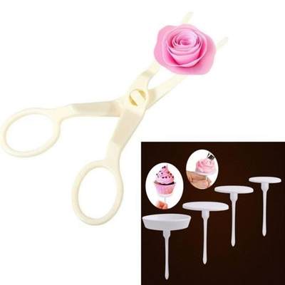 5Pcs/set Cream Flower Scissor+Cake Tray Tulips Rose Nozzle N