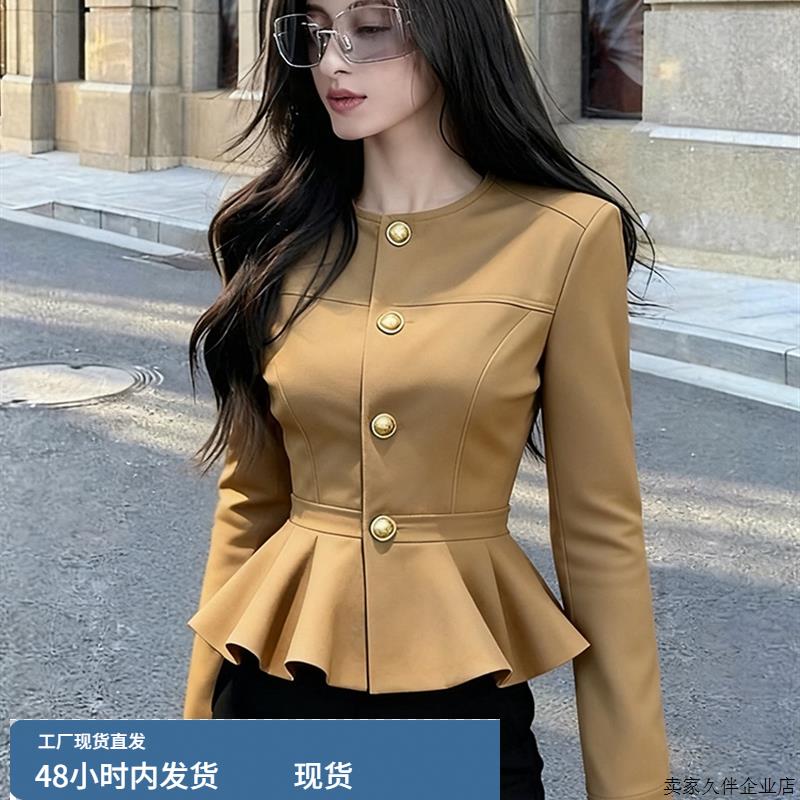 卡其色短款外套女早秋小个子巨好看独特漂亮洋气时髦高端气质上衣