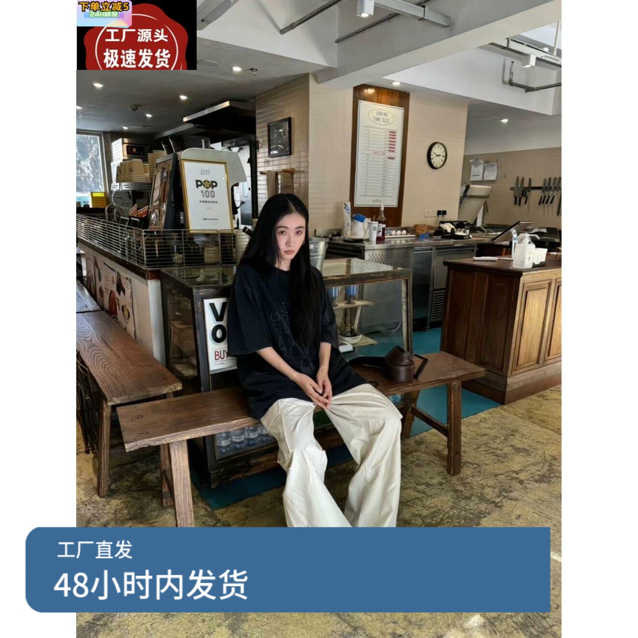 IN choose u笑笑家2024秋季天丝棉大口袋工装裤女休闲阔腿裤长裤