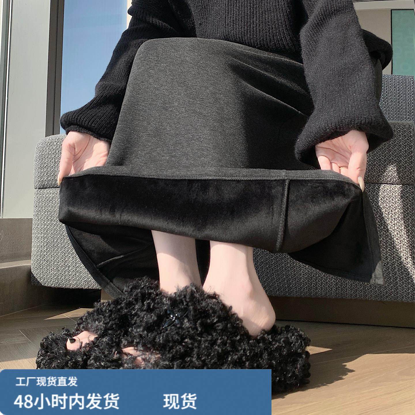 加绒加厚灰色半身裙女冬季新款韩版简约毛呢包臀裙後开叉直筒裙子,运动/瑜伽/健身/球迷用品,瑜伽短裙,淘宝优惠券,粉丝福利购,淘宝优惠卷