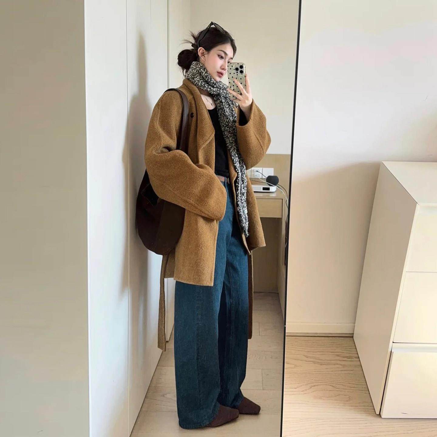 韩系复古棕色立领毛呢外套女秋冬季小个子中长款宽松显瘦呢子大衣,运动/瑜伽/健身/球迷用品,广场舞套装,淘宝优惠券,粉丝福利购,淘宝优惠卷