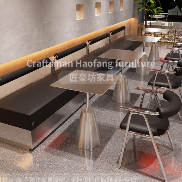 优选网红奶茶甜品店靠墙不锈钢卡座沙发咖啡厅工业风酒吧餐厅水吧