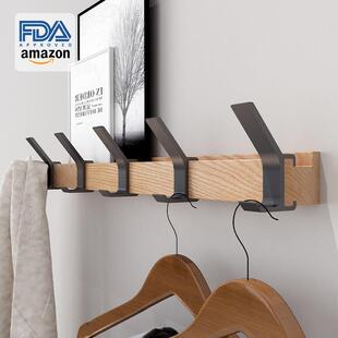 橡胶木挂衣钩5钩门后壁挂钩创意衣帽钩带置物卡槽挂衣钩厂家直销