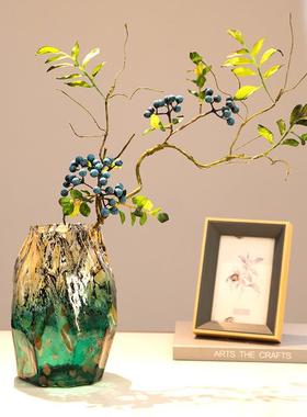 不规则渐变斑点黑玻璃花瓶果盘组合插花装饰家居样板间陈列摆件