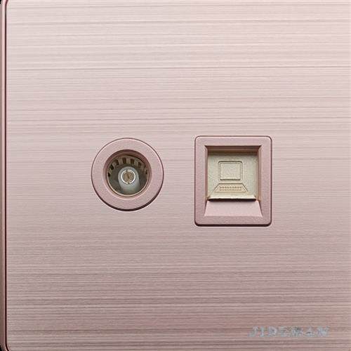 86型不锈钢玫瑰金拉丝面板16a空调开关插座电话网路电脑电视调速