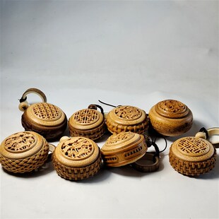 天然竹刻镂空把玩文玩手工根雕大小号香囊球收藏摆挂件便携随身