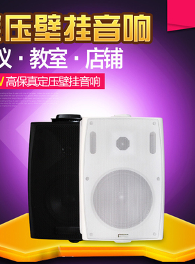 定压黑色壁挂音箱20W功率高保真背景音乐超市广播系统