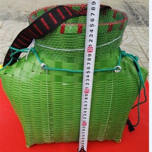 纯手工塑料编织鱼篓u 30年老手艺 塑钢带编织