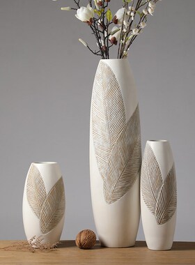 中式复古黑色h落地大花瓶摆件轻奢高档艺术高级感客厅插花电视柜