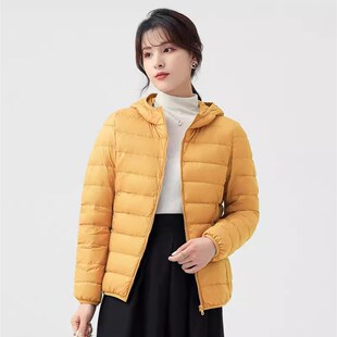 外贸轻薄棉衣女士短款修身连帽立领棉服韩版薄款百搭女生小棉衣