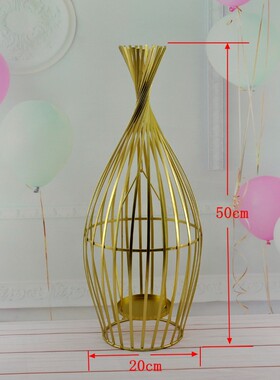 欧式创意金色铁艺烛台摆件浪漫烛光晚餐道具灯婚庆摆设家居装饰品