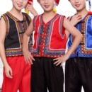 子舞蹈演出服 儿童少数民族男女马夹壮族苗族马褂成人马甲帽S子裤