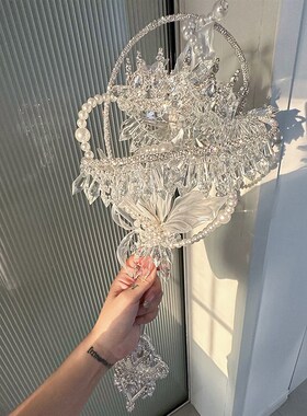 婚礼权杖手e捧花白色新娘结婚手捧花定制高级感diy材料包西式婚礼