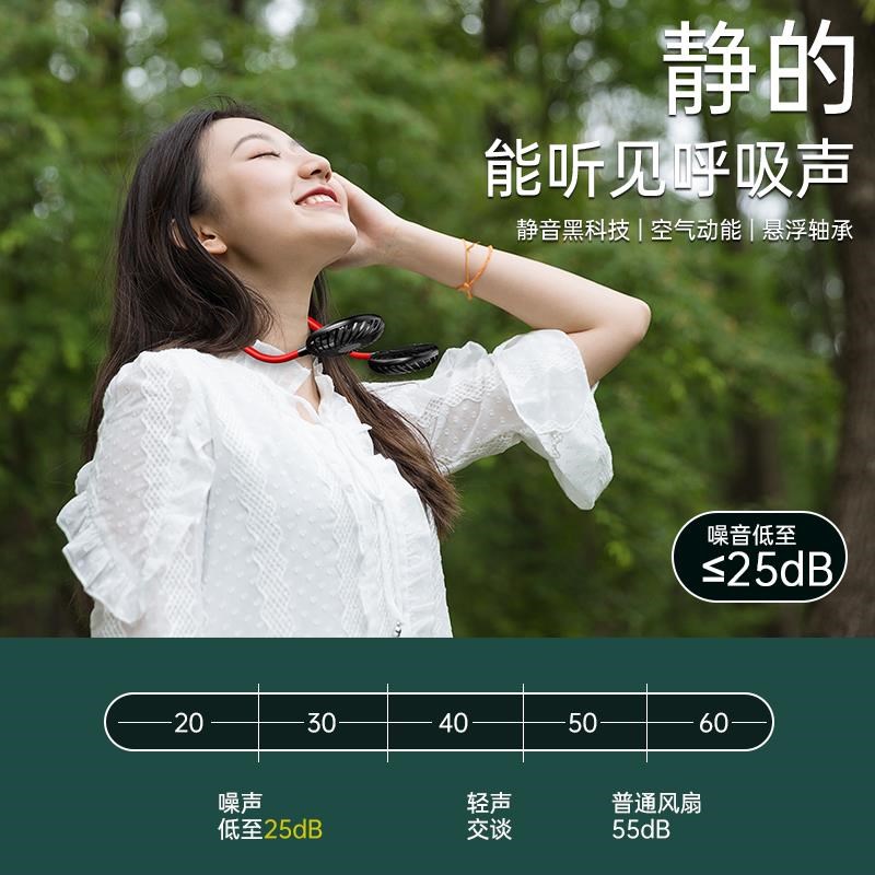 网红懒人挂脖子上小电扇便携式挂颈迷你耳机电风扇小型可充电