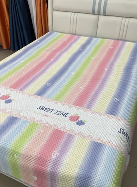 华夫格床盖四季床盖床榻榻米防滑床罩双面夹棉床铺盖卡通儿童图案