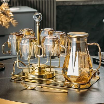 水杯玻璃杯待客茶杯高颜值水杯水具冷水壶套装大容量凉水壶耐高温