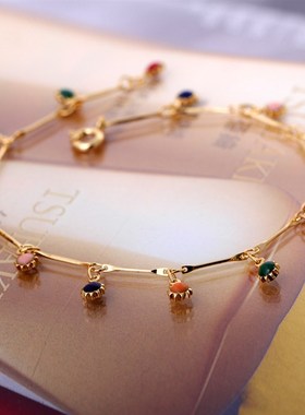 日韩流行铜手链太阳形o锆石手环表白女朋友送礼手饰森系闺蜜友谊