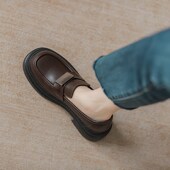 百搭粗跟厚底英伦风小皮鞋 31323 女鞋 女r2025新款 春秋一脚蹬34小码