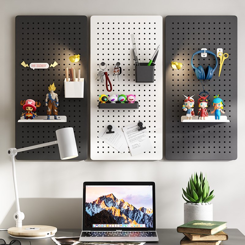 墙上洞洞板置物架配件免打孔书桌上创意整理架墙面铁艺挂钩隔板