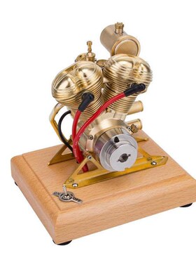 R28 4.3CC 迷你发动机双缸四冲程摩托车汽油内燃机引擎模型可启动