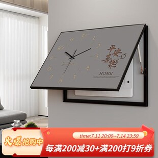一面墙电表箱装饰画带钟表液压式配电箱遮挡N壁画电源箱时钟竖版