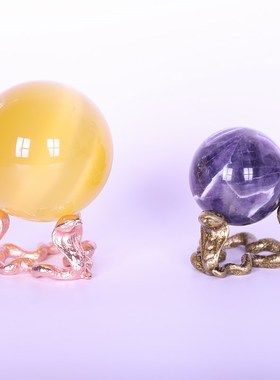 金属创意复古做旧蛇动物螭龙水晶球展示支架V底座桌面摆件