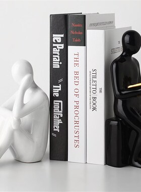 现代简约创意陶瓷人物书档书靠样板房售楼处O桌面书桌软装饰品摆