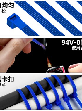 诚成自锁式铁氟龙蓝色扎带100条耐高温扎带大量 Q束线带2.5*100