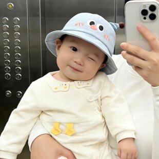 春季宝宝渔夫帽外出防晒遮阳小月龄婴幼儿帽子男女童出游遮阳帽