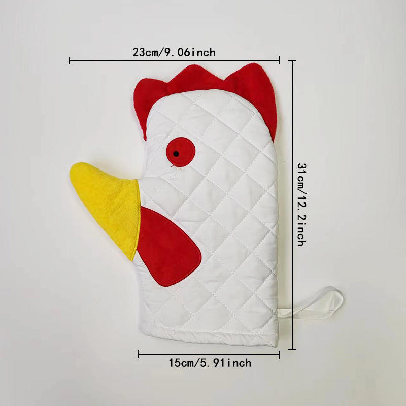 跨境新款Rooster Trim Oven Mitts 创意卡通公鸡造型烤箱隔热手套