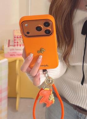立体金马手机壳苹果15promax小马挂件带挂绳16Plus适用于iPhone1