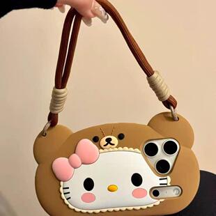 硅胶可爱手提粉色kt猫适用iphone16手机壳15promax新款14pro女13