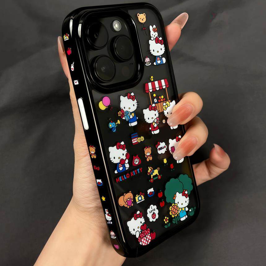 侧边图案可爱满屏Kitty向日葵适用于苹果16手机壳14iPhone15透明3