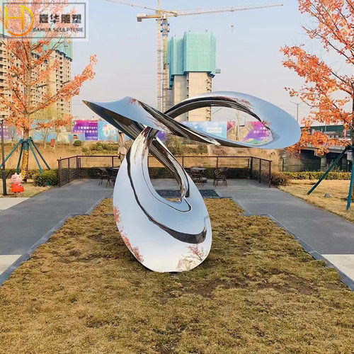 不锈钢雕塑制作地标建筑户外景观城市公园大型飘带抽象装饰摆件