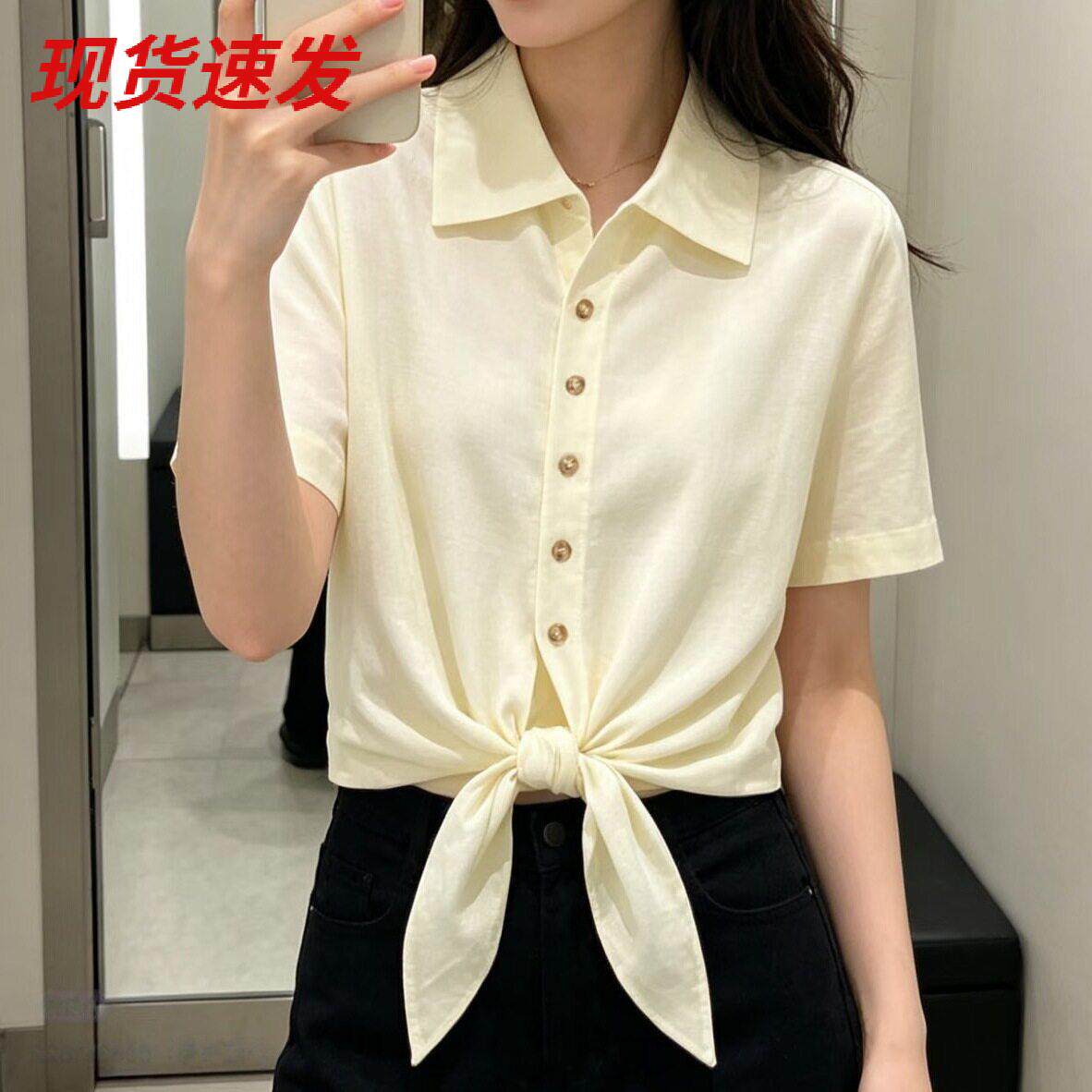 CS女装标准版型混纺前襟系带