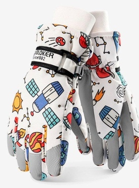 女童DR秋冬玩雪手套儿童男滑雪ST33手套防滑户外骑车加绒加厚保暖