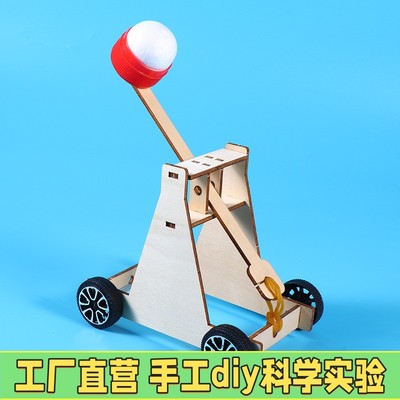 投石车儿童益智拼装材料包木制投石机物理科学实验小学生手工dX73