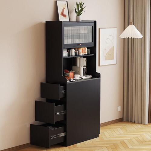 复古风墙小户型多功能储物柜板岛客厅餐边柜台岩靠茶水柜柜餐厅