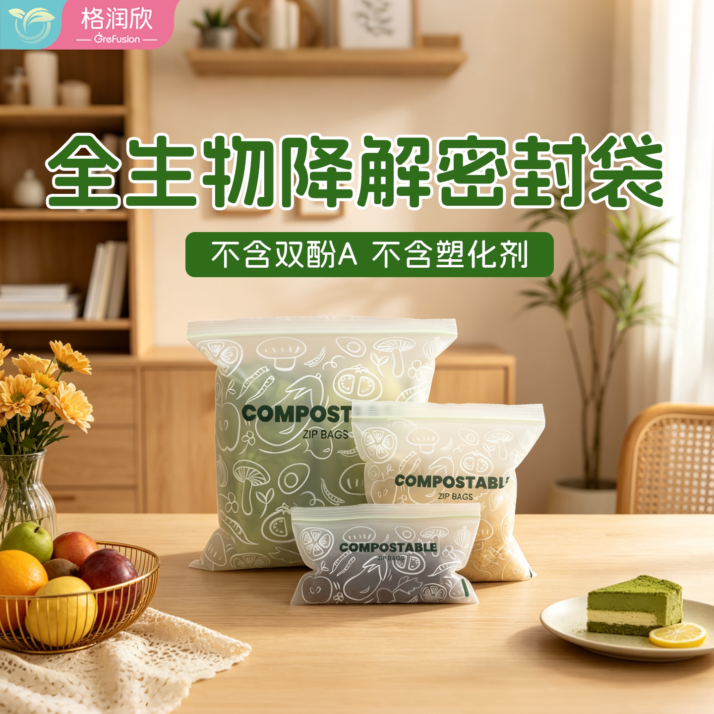 格润欣全降解密封袋果蔬收纳袋图片