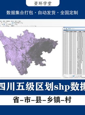 四川省shp村庄边界矢量数据/省市县乡镇街道区划gis空间数据集