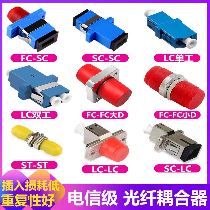 光纤对接头单工SC法兰FC/LC/ST法兰头光纤耦合器电信级光钎连光纤法兰盘方转圆头双工适配器转接头衰减器爱创