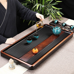 日本品质北美胡桃木茶盘德国电木家用简约干泡茶台办公室条纹实木